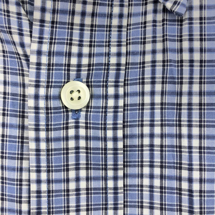 Brooks Brothers 346 short sleeve button down check shirt, men's size L cotton blue type Vintage Second Hand