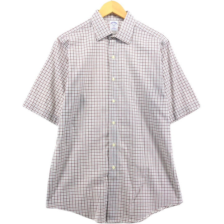 Brooks Brothers 346 short sleeve cotton check shirt, men's size M cotton brown type Vintage Second Hand