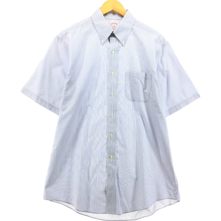 Brooks Brothers 346 short sleeve button down striped shirt, men's size L cotton white type Vintage Second Hand
