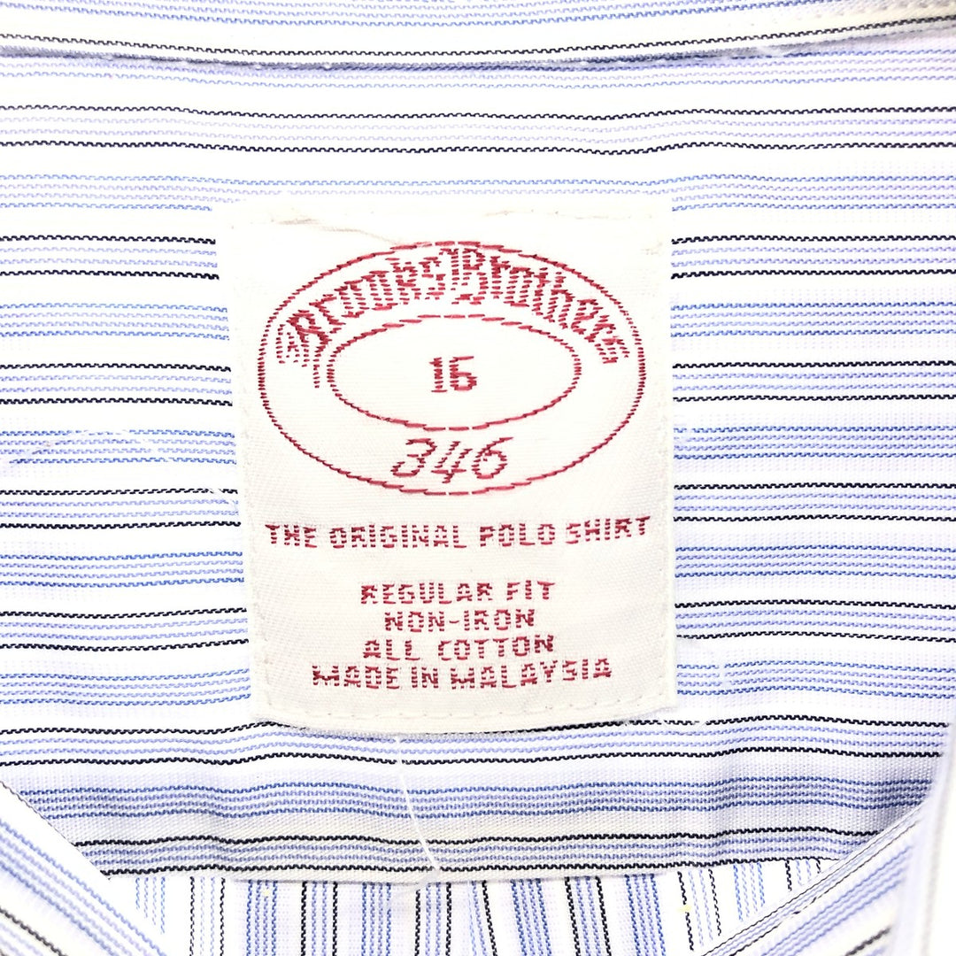 Brooks Brothers 346 short sleeve button down striped shirt, men's size L cotton white type Vintage Second Hand