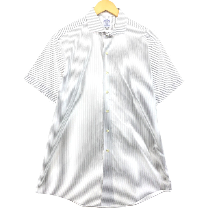Brooks Brothers Est.1818 Wide Collar Short Sleeve Cotton Striped Shirt Men's M cotton white type Vintage Second Hand