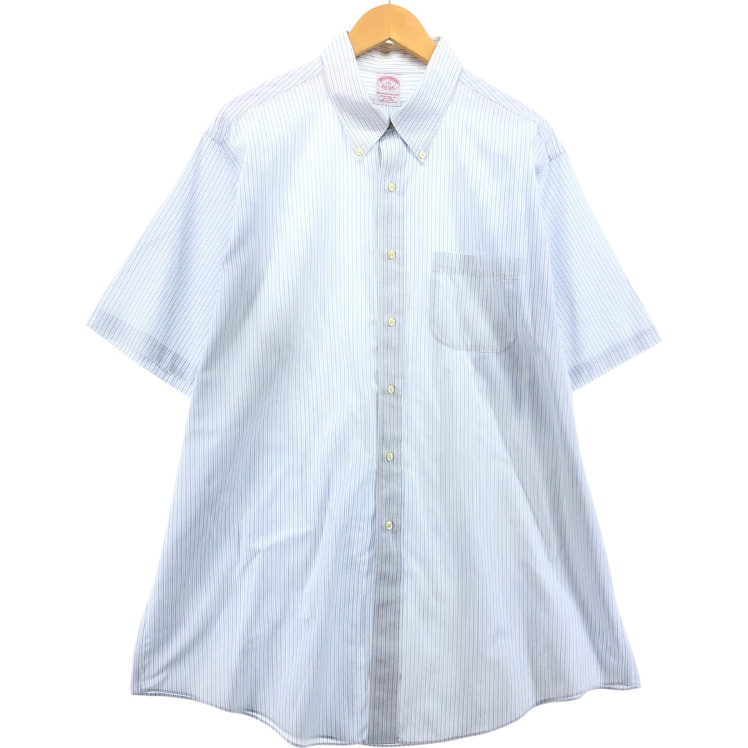 Brooks Brothers Est.1818 Short Sleeve Button-Down Striped Shirt, Men's Size L cotton white type Vintage Second Hand