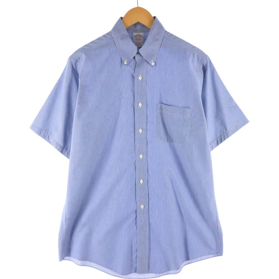 Brooks Brothers Est.1818 Short Sleeve Button-Down Striped Shirt, Men's M cotton Blue type light blue Vintage Second Hand