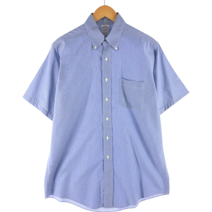 Brooks Brothers Est.1818 Short Sleeve Button-Down Striped Shirt, Men's M cotton Blue type light blue Vintage Second Hand