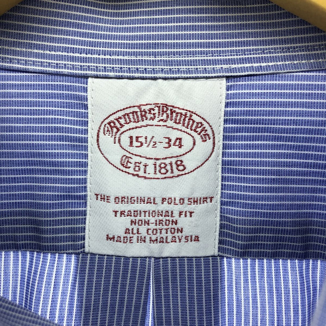 Brooks Brothers Est.1818 Short Sleeve Button-Down Striped Shirt, Men's M cotton Blue type light blue Vintage Second Hand