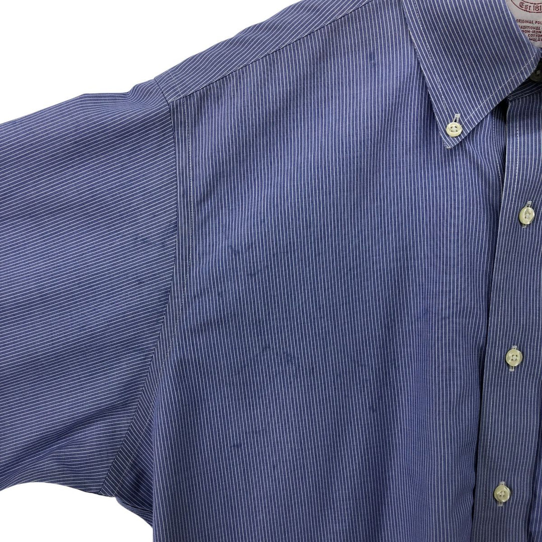 Brooks Brothers Est.1818 Short Sleeve Button-Down Striped Shirt, Men's M cotton Blue type light blue Vintage Second Hand