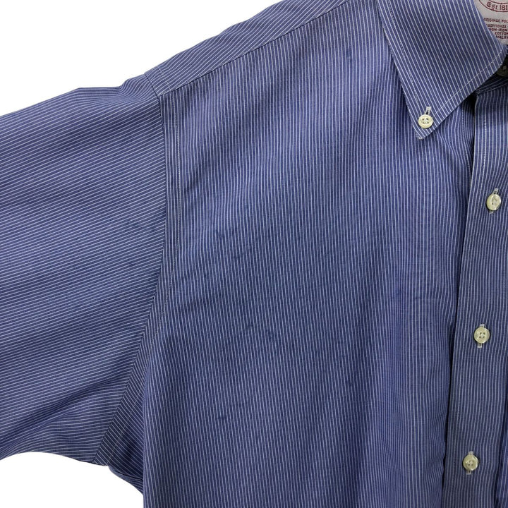 Brooks Brothers Est.1818 Short Sleeve Button-Down Striped Shirt, Men's M cotton Blue type light blue Vintage Second Hand