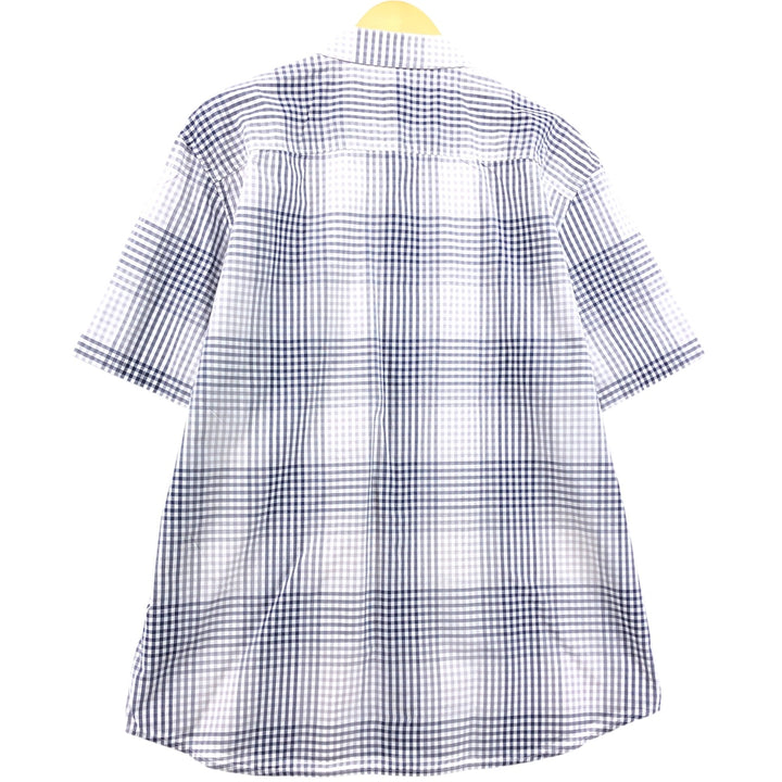 90'S ~ Calvin Klein short sleeve cotton check shirt men's XL size vintage cotton navy blue type Vintage Second Hand