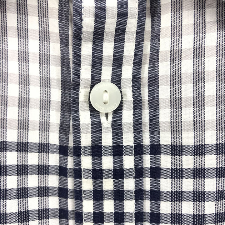 90'S ~ Calvin Klein short sleeve cotton check shirt men's XL size vintage cotton navy blue type Vintage Second Hand