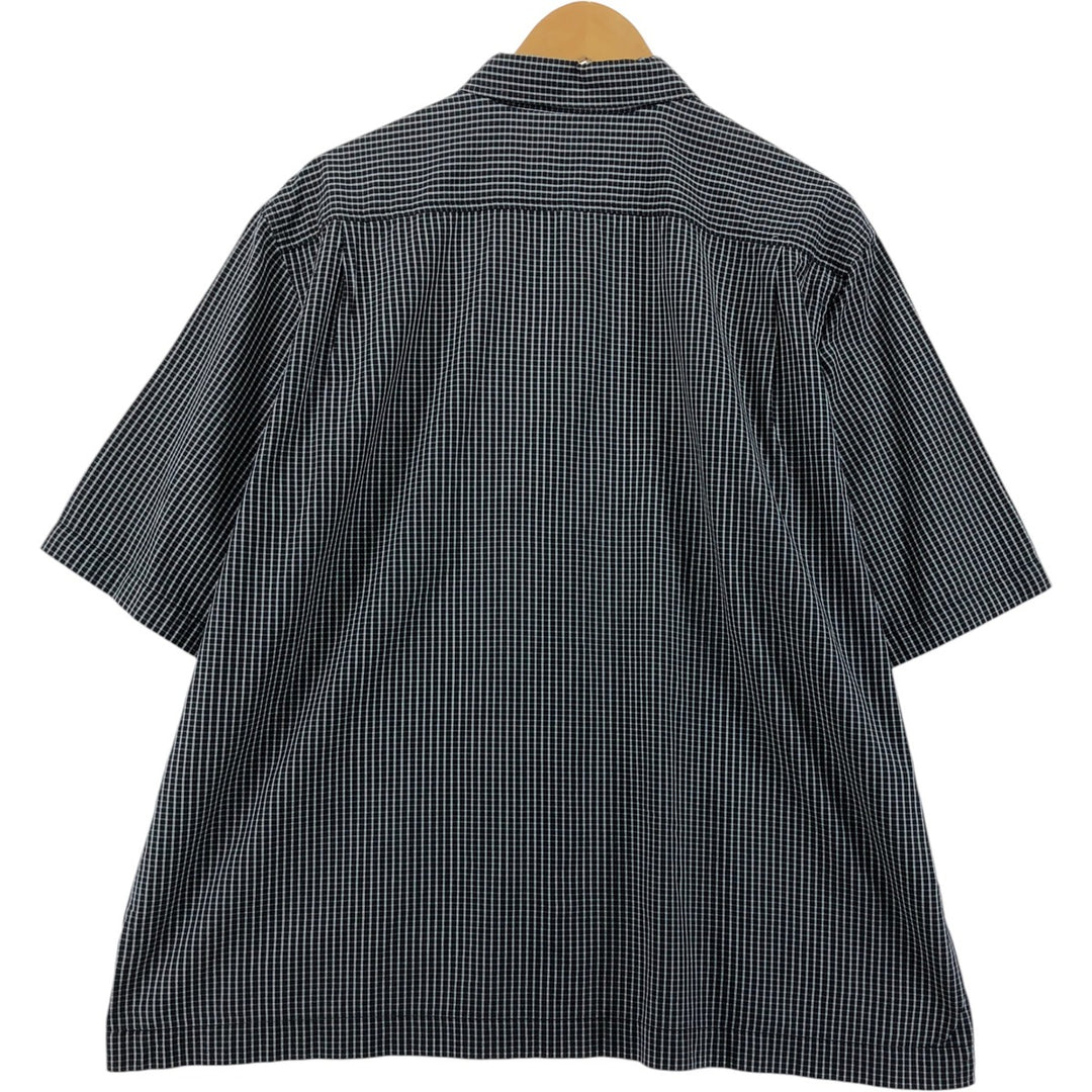 DKNY short sleeve cotton check shirt, box shirt, men's XL size cotton black type Vintage Second Hand