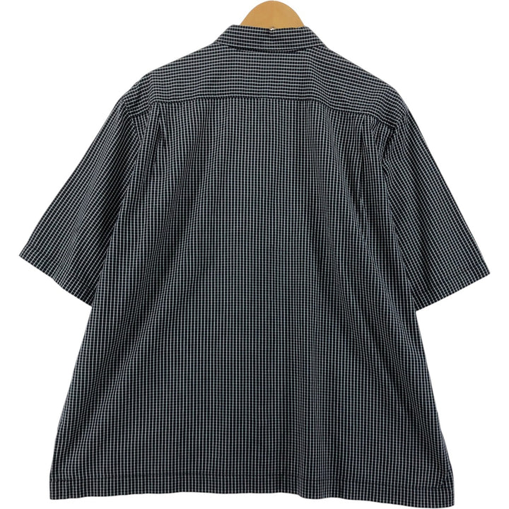 DKNY short sleeve cotton check shirt, box shirt, men's XL size cotton black type Vintage Second Hand