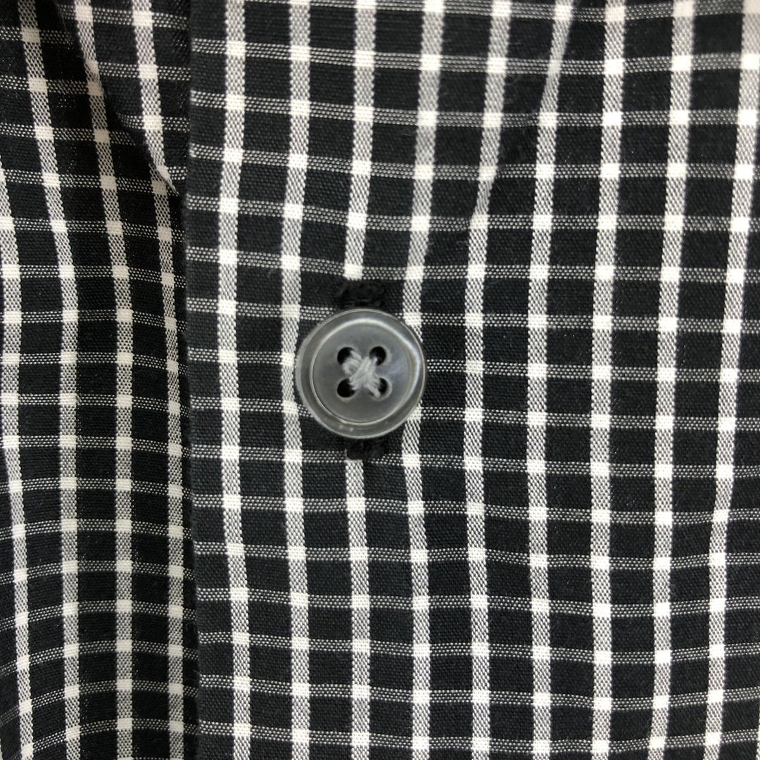 DKNY short sleeve cotton check shirt, box shirt, men's XL size cotton black type Vintage Second Hand