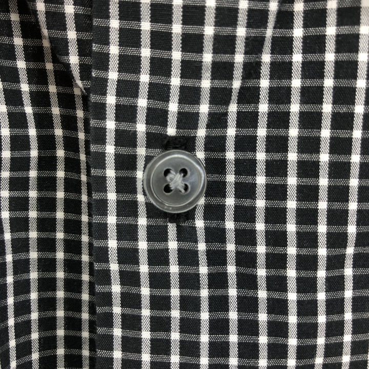 DKNY short sleeve cotton check shirt, box shirt, men's XL size cotton black type Vintage Second Hand