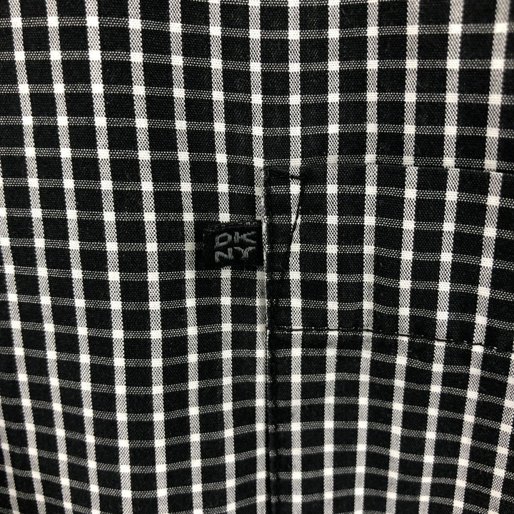 DKNY short sleeve cotton check shirt, box shirt, men's XL size cotton black type Vintage Second Hand