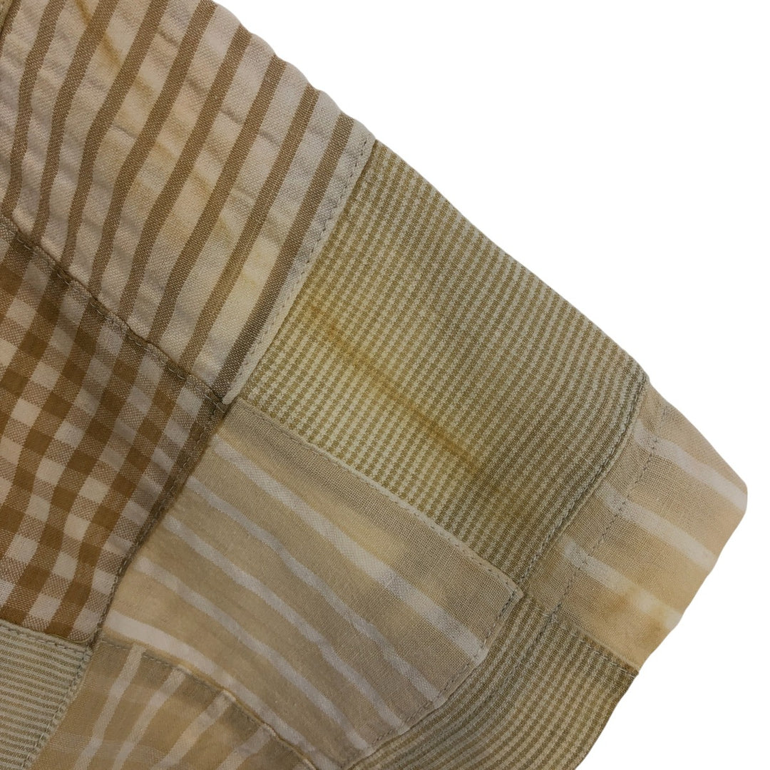 Brooks Brothers SPORT SHIRT Patchwork short sleeve button down check shirt Men's S size cotton Beige type Vintage Second Hand