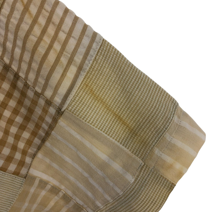 Brooks Brothers SPORT SHIRT Patchwork short sleeve button down check shirt Men's S size cotton Beige type Vintage Second Hand
