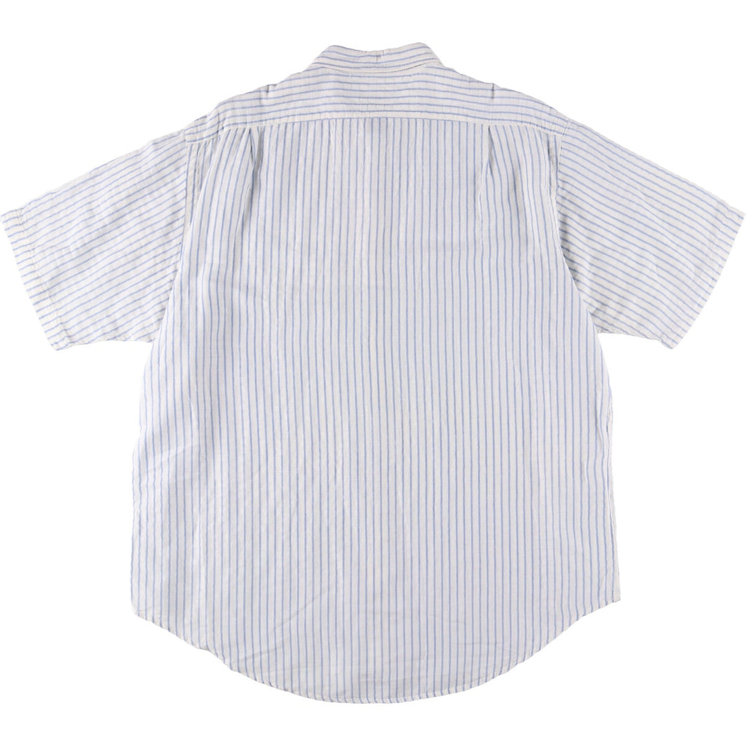 Ralph Lauren RALPH LAUREN JEANS CO. Stripe Pattern Short Sleeve Cotton x Linen Shirt Men's XL linen white type Vintage Second Hand