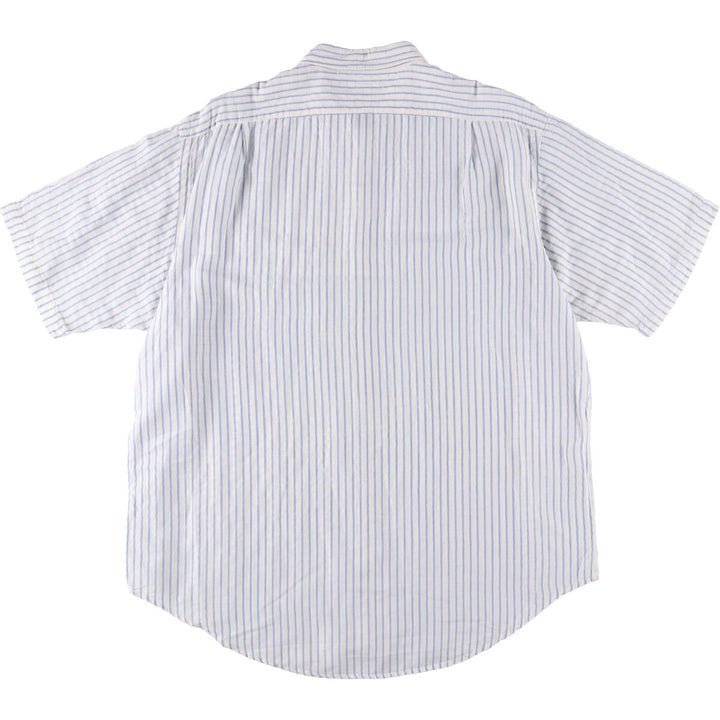 Ralph Lauren RALPH LAUREN JEANS CO. Stripe Pattern Short Sleeve Cotton x Linen Shirt Men's XL linen white type Vintage Second Hand