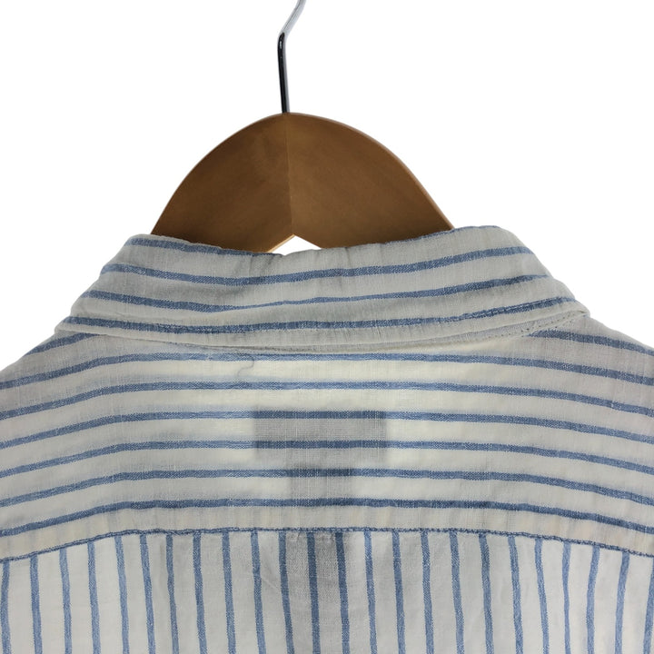 Ralph Lauren RALPH LAUREN JEANS CO. Stripe Pattern Short Sleeve Cotton x Linen Shirt Men's XL linen white type Vintage Second Hand