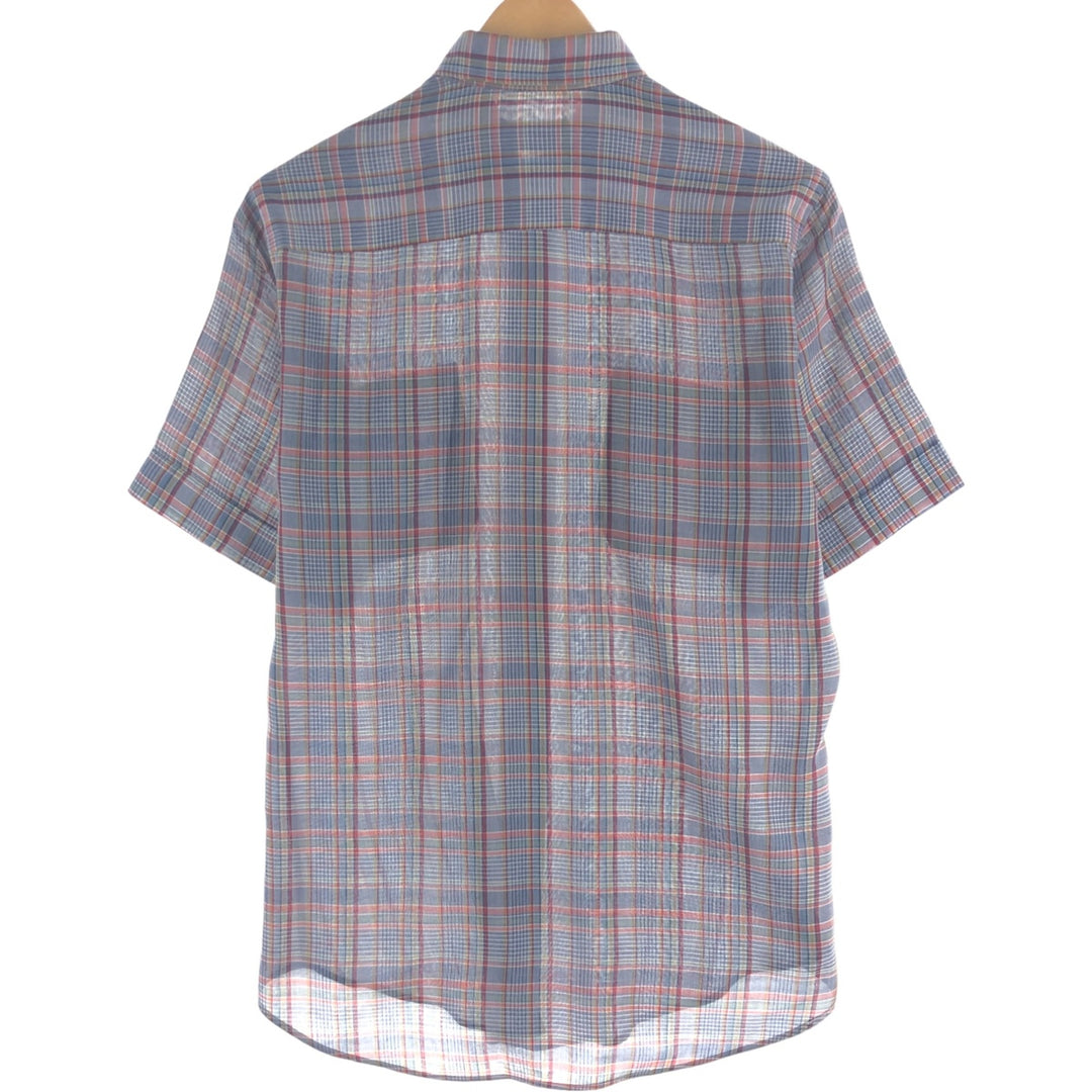 80'S Levi's Check Pattern Short Sleeve Shirt, Women's, Medium, Vintage unclear blue type Vintage Second Hand