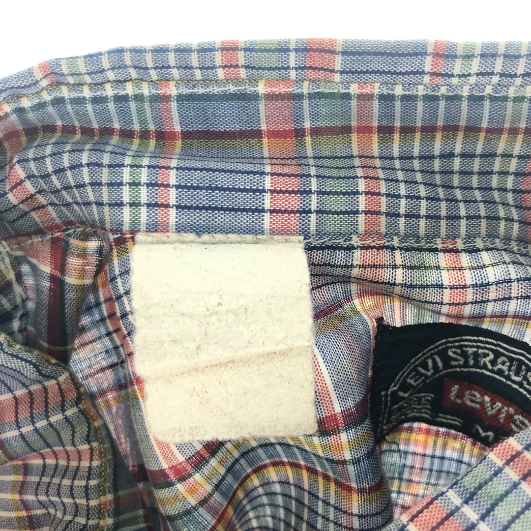 80'S Levi's Check Pattern Short Sleeve Shirt, Women's, Medium, Vintage unclear blue type Vintage Second Hand