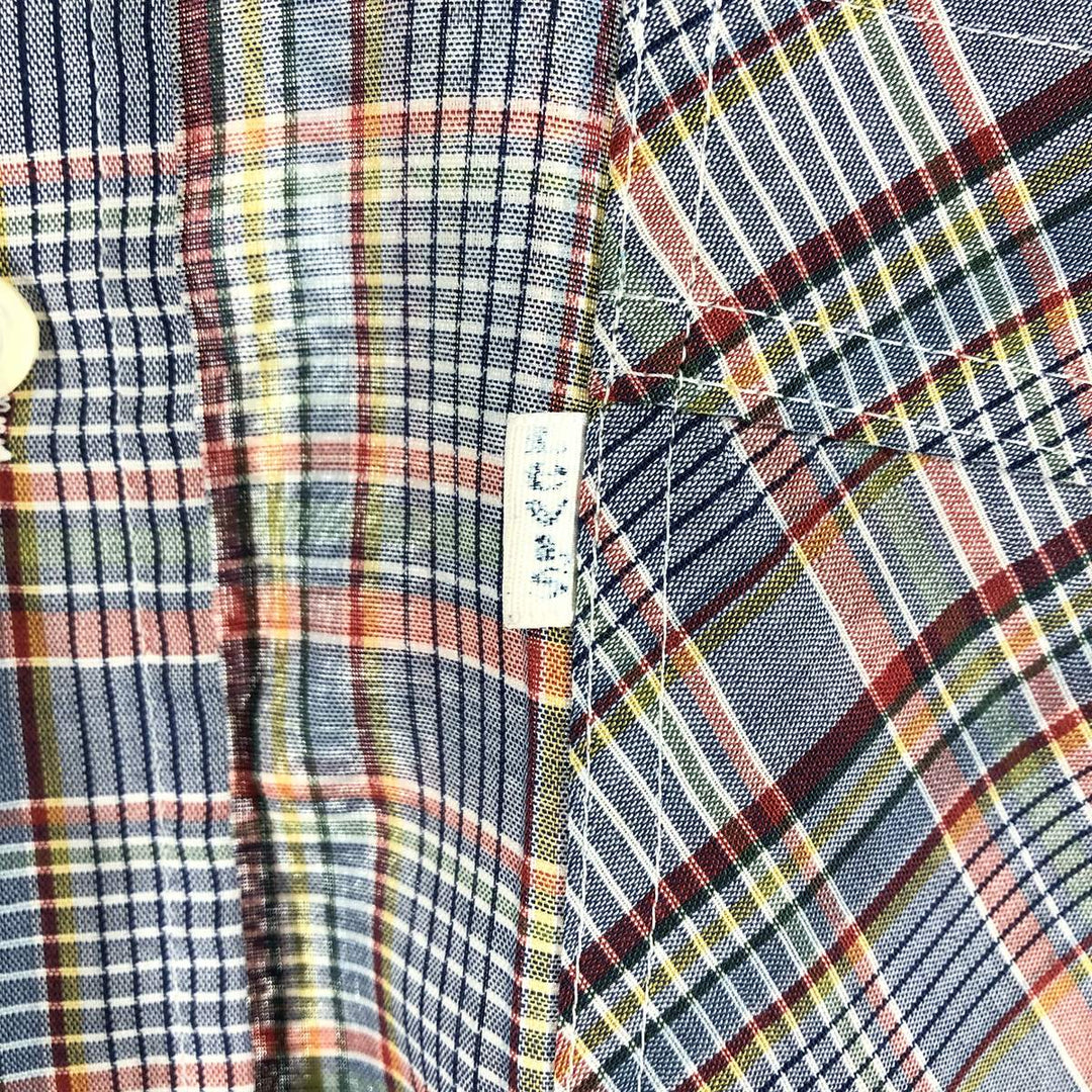 80'S Levi's Check Pattern Short Sleeve Shirt, Women's, Medium, Vintage unclear blue type Vintage Second Hand