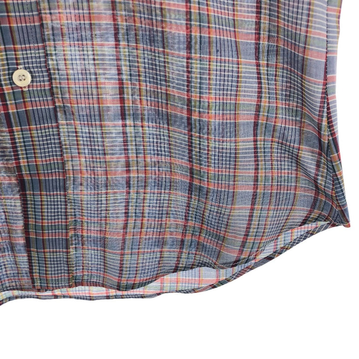 80'S Levi's Check Pattern Short Sleeve Shirt, Women's, Medium, Vintage unclear blue type Vintage Second Hand