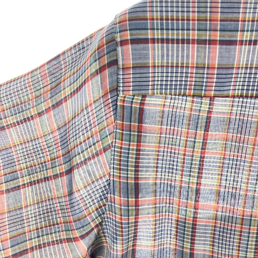 80'S Levi's Check Pattern Short Sleeve Shirt, Women's, Medium, Vintage unclear blue type Vintage Second Hand
