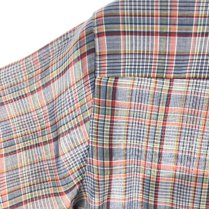 80'S Levi's Check Pattern Short Sleeve Shirt, Women's, Medium, Vintage unclear blue type Vintage Second Hand
