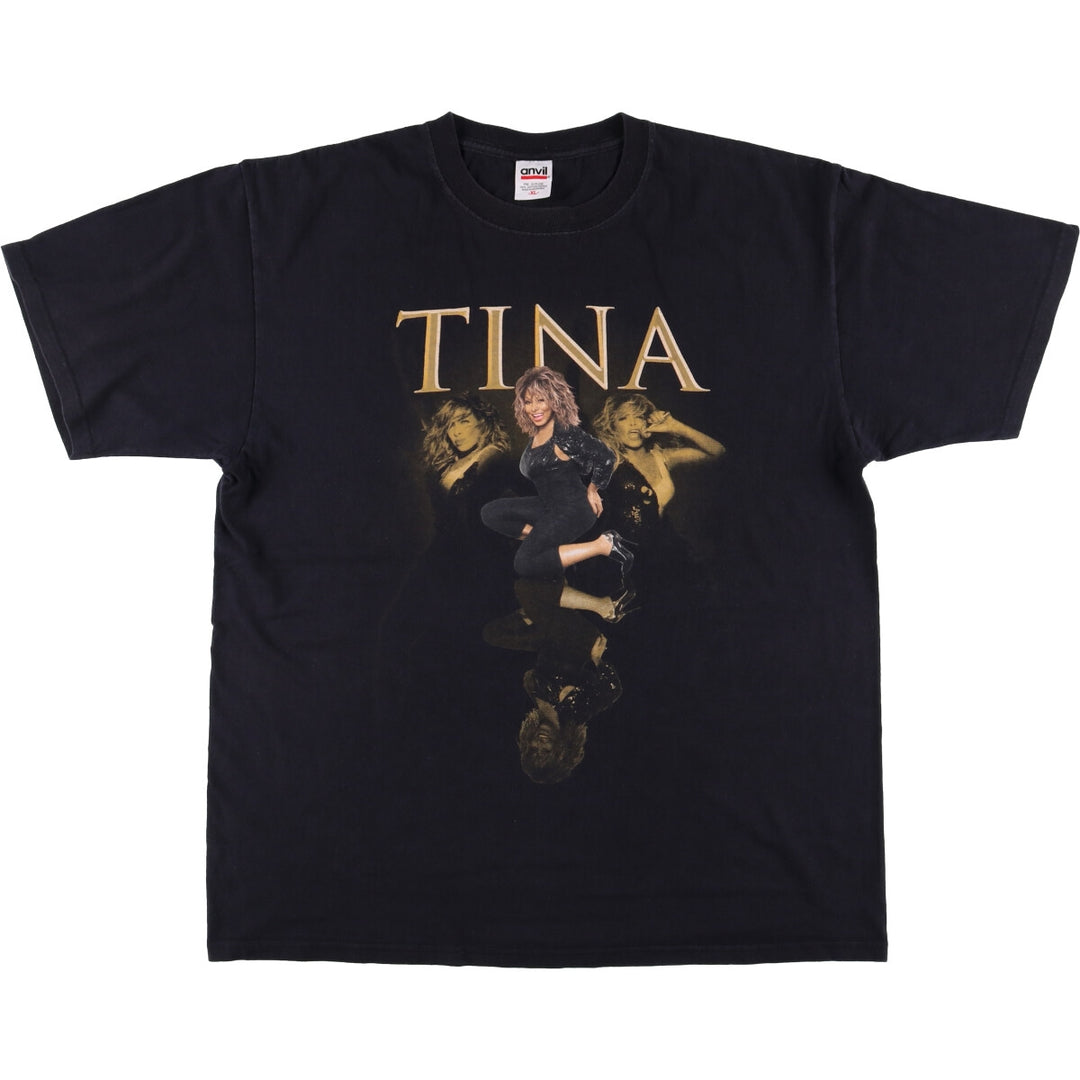 00'S Anvil TINA TURNER Band T-shirt, Men's XL size cotton black type Vintage Second Hand