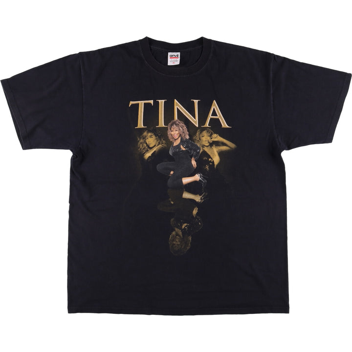 00'S Anvil TINA TURNER Band T-shirt, Men's XL size cotton black type Vintage Second Hand