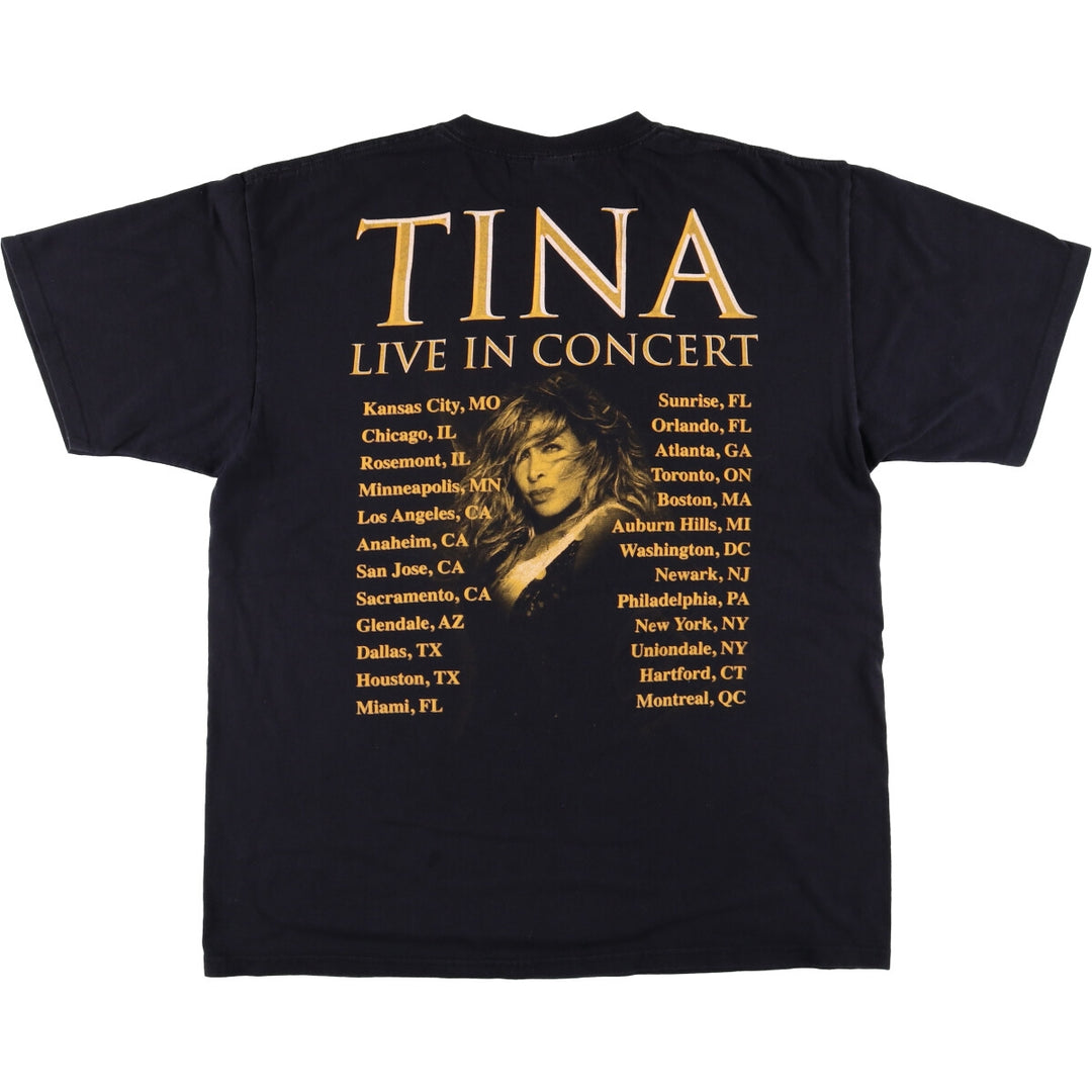 00'S Anvil TINA TURNER Band T-shirt, Men's XL size cotton black type Vintage Second Hand