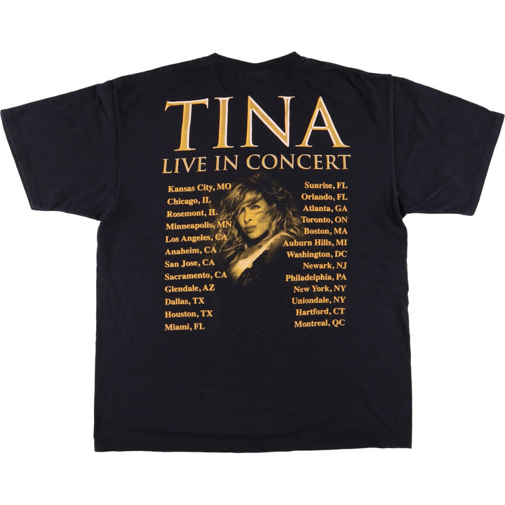 00'S Anvil TINA TURNER Band T-shirt, Men's XL size cotton black type Vintage Second Hand