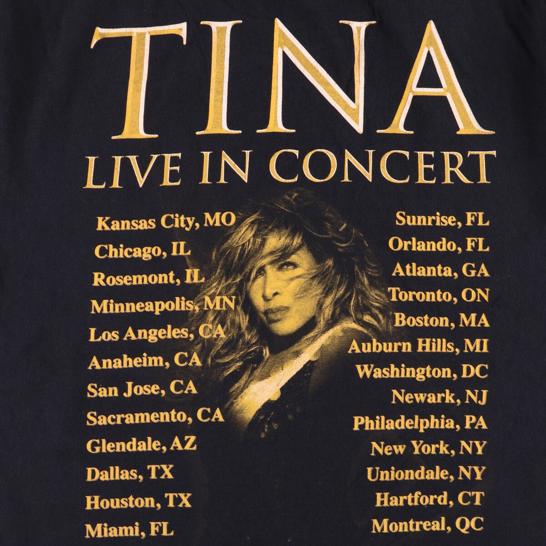 00'S Anvil TINA TURNER Band T-shirt, Men's XL size cotton black type Vintage Second Hand