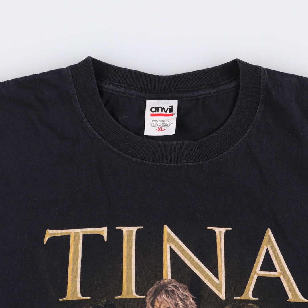 00'S Anvil TINA TURNER Band T-shirt, Men's XL size cotton black type Vintage Second Hand