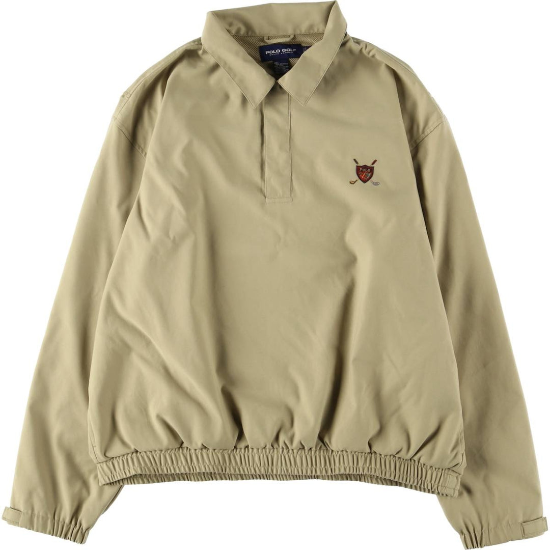 90'S Ralph Lauren POLO GOLF Polo Golf collared half snap warm-up pullover men's XL size polyester Beige type Vintage Second Hand