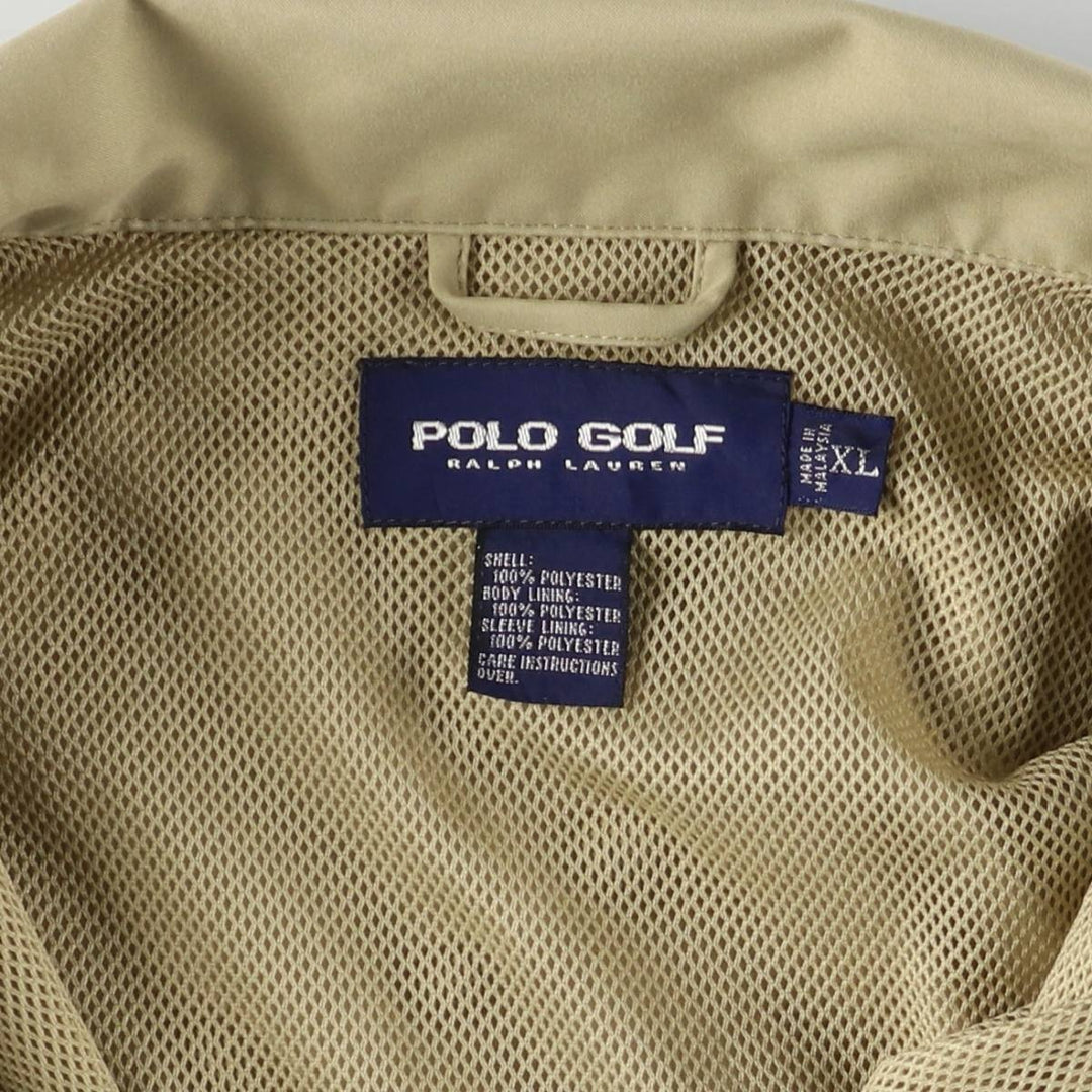 90'S Ralph Lauren POLO GOLF Polo Golf collared half snap warm-up pullover men's XL size polyester Beige type Vintage Second Hand