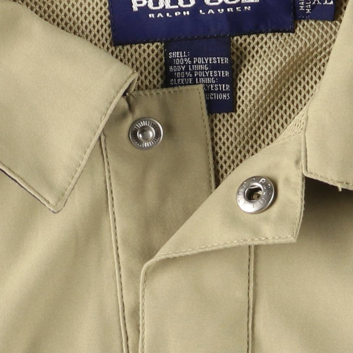 90'S Ralph Lauren POLO GOLF Polo Golf collared half snap warm-up pullover men's XL size polyester Beige type Vintage Second Hand