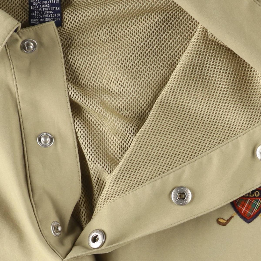90'S Ralph Lauren POLO GOLF Polo Golf collared half snap warm-up pullover men's XL size polyester Beige type Vintage Second Hand