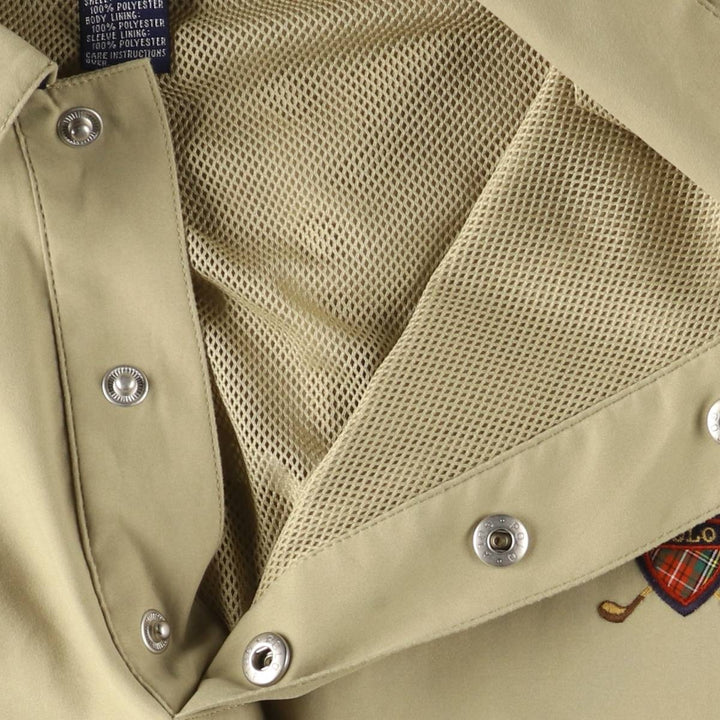 90'S Ralph Lauren POLO GOLF Polo Golf collared half snap warm-up pullover men's XL size polyester Beige type Vintage Second Hand