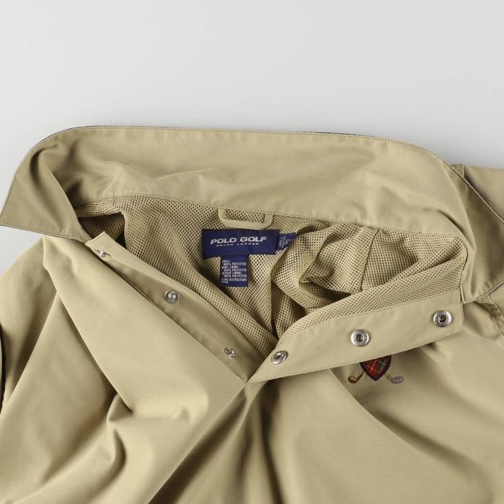 90'S Ralph Lauren POLO GOLF Polo Golf collared half snap warm-up pullover men's XL size polyester Beige type Vintage Second Hand