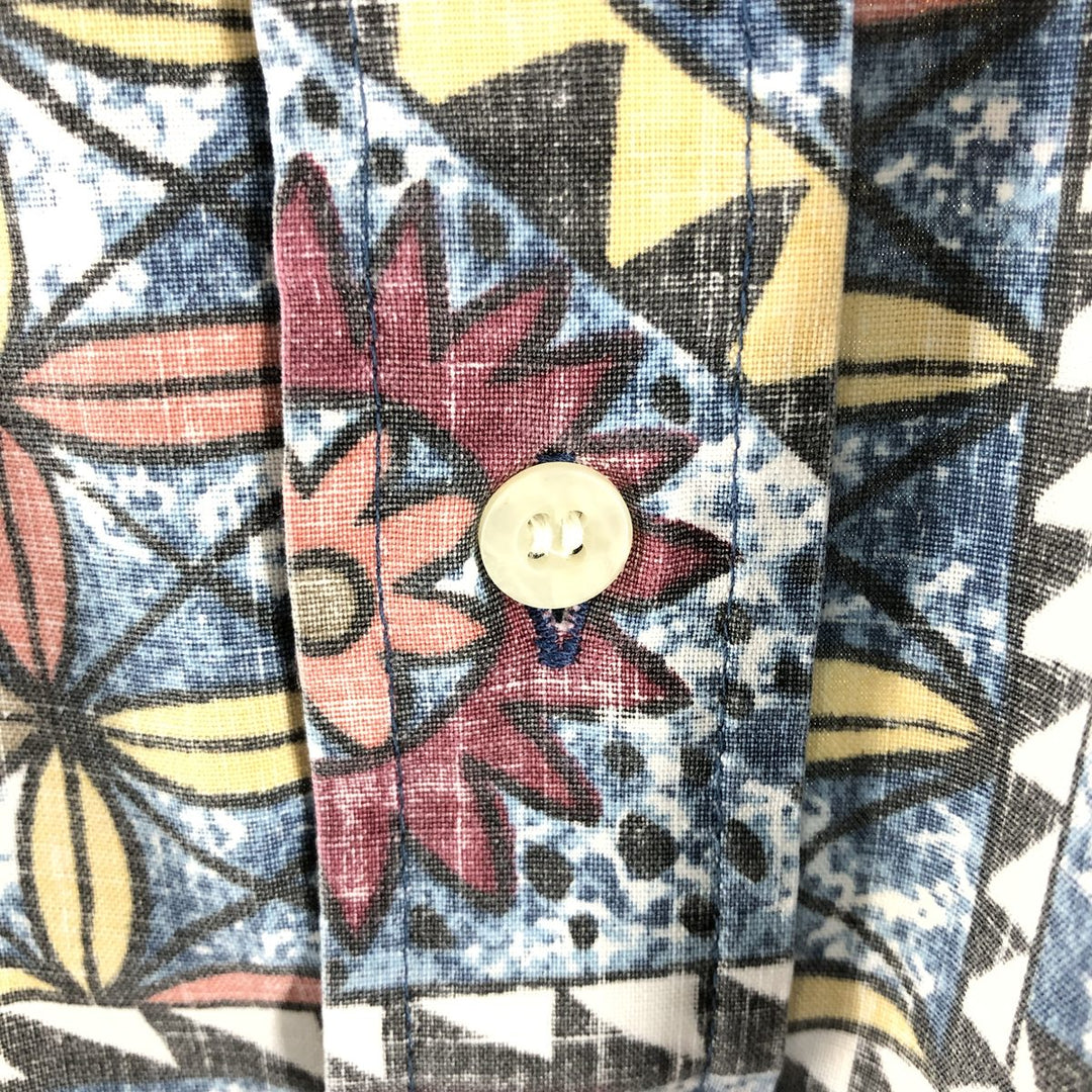 90'S Reyn Spooner Swimsuit Tag All-Over Print Pullover Button-Down Aloha Shirt Box Shirt Men's XL Size unclear navy blue type Vintage Second Hand