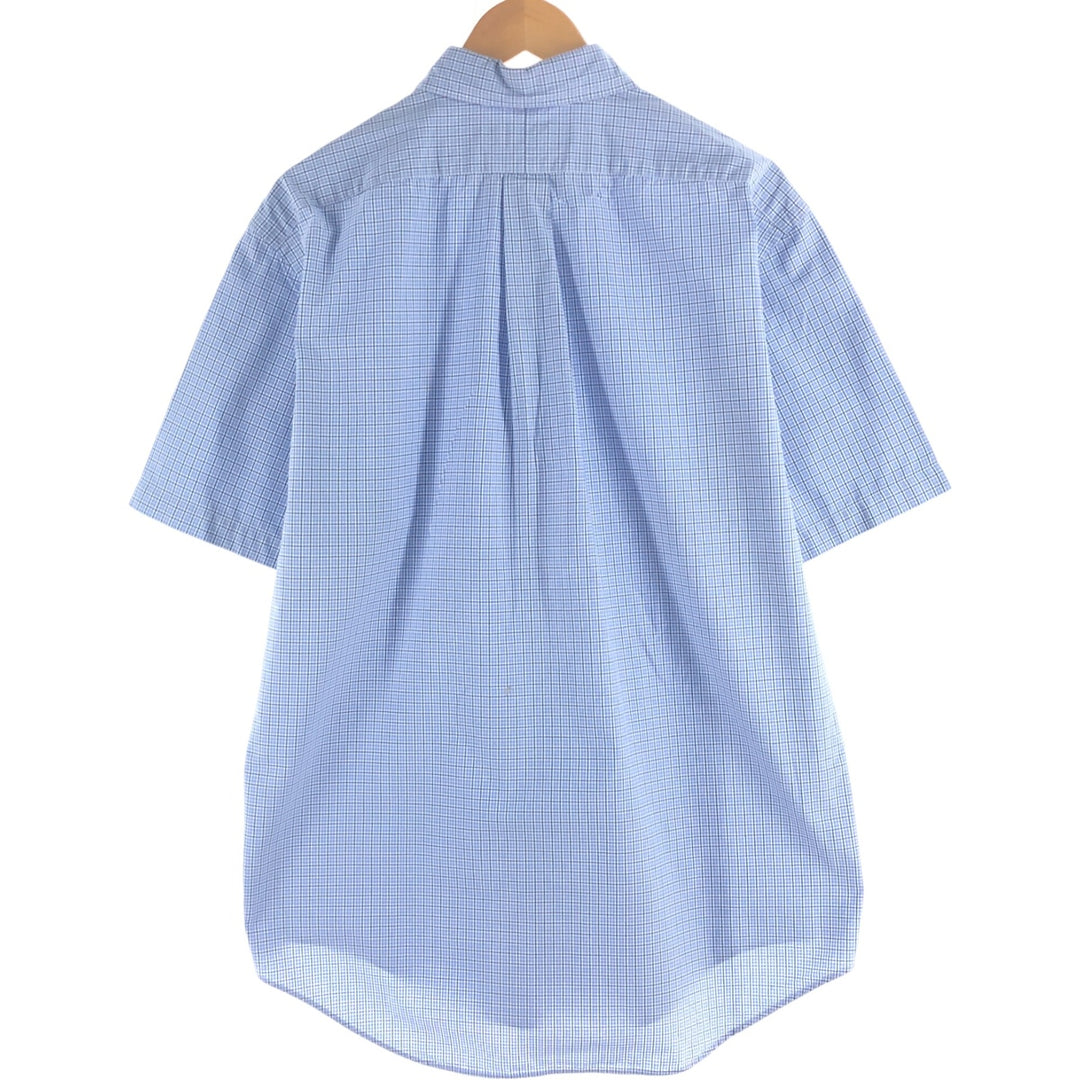 Ralph Lauren Classic Fit short sleeve button down check shirt, men's size L cotton blue type Vintage Second Hand