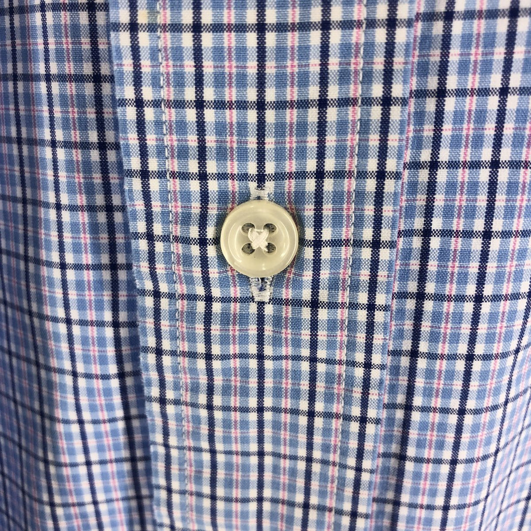 Ralph Lauren Classic Fit short sleeve button down check shirt, men's size L cotton blue type Vintage Second Hand