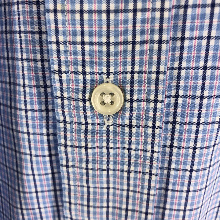 Ralph Lauren Classic Fit short sleeve button down check shirt, men's size L cotton blue type Vintage Second Hand