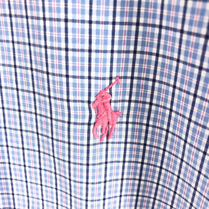 Ralph Lauren Classic Fit short sleeve button down check shirt, men's size L cotton blue type Vintage Second Hand