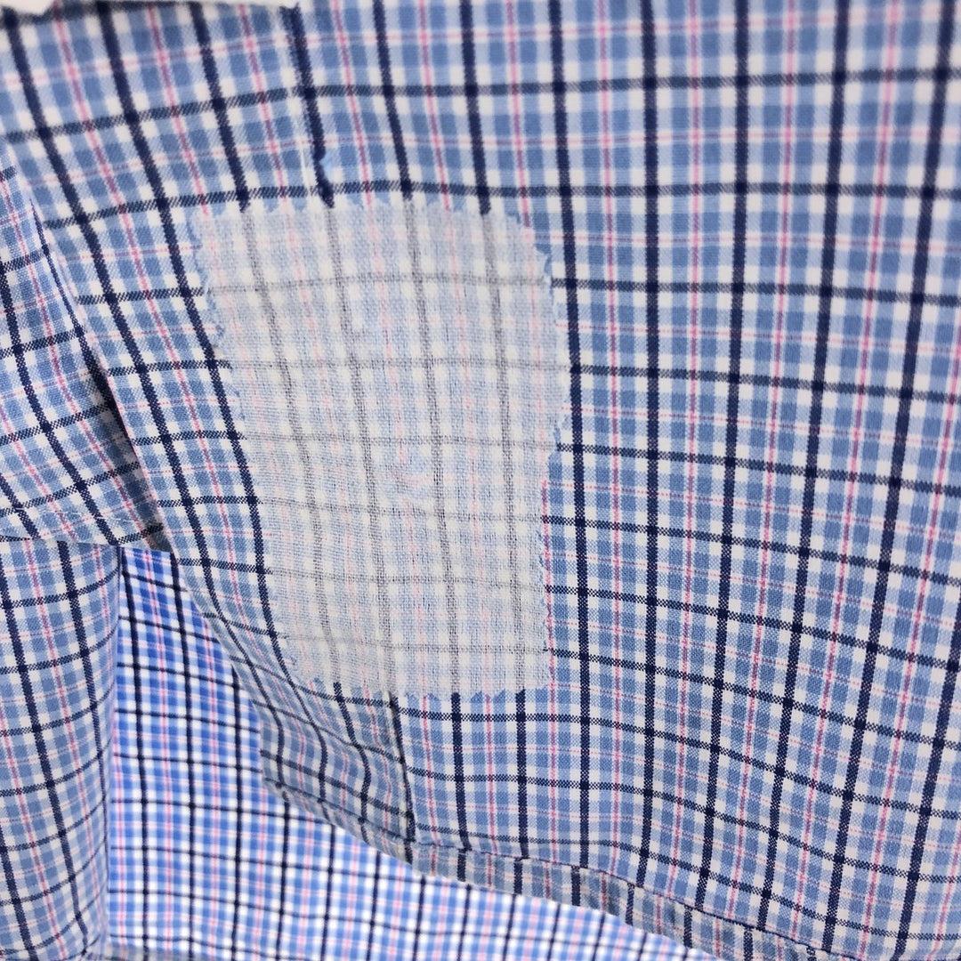 Ralph Lauren Classic Fit short sleeve button down check shirt, men's size L cotton blue type Vintage Second Hand