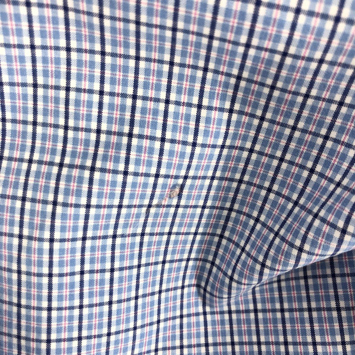 Ralph Lauren Classic Fit short sleeve button down check shirt, men's size L cotton blue type Vintage Second Hand