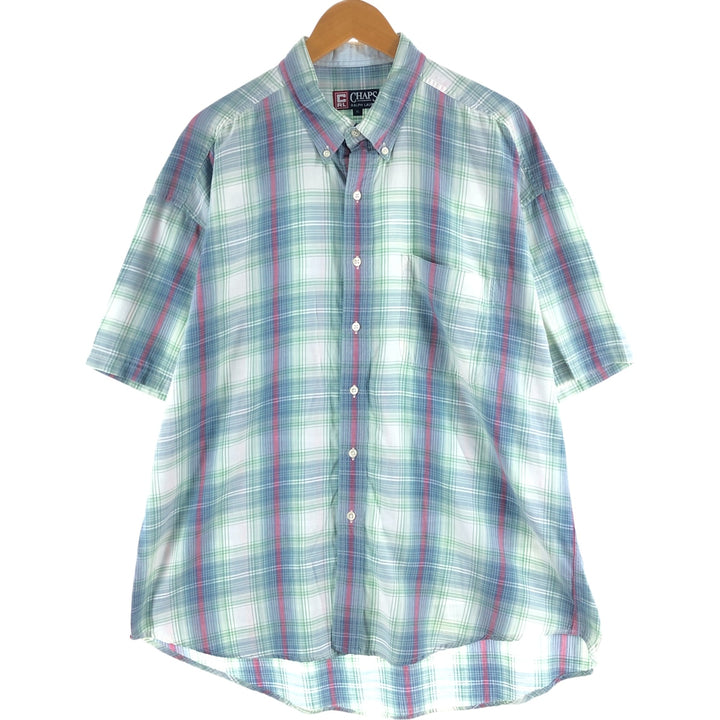 Ralph Lauren CHAPS short sleeve button down check shirt men's XL size unclear Emerald green Vintage Second Hand