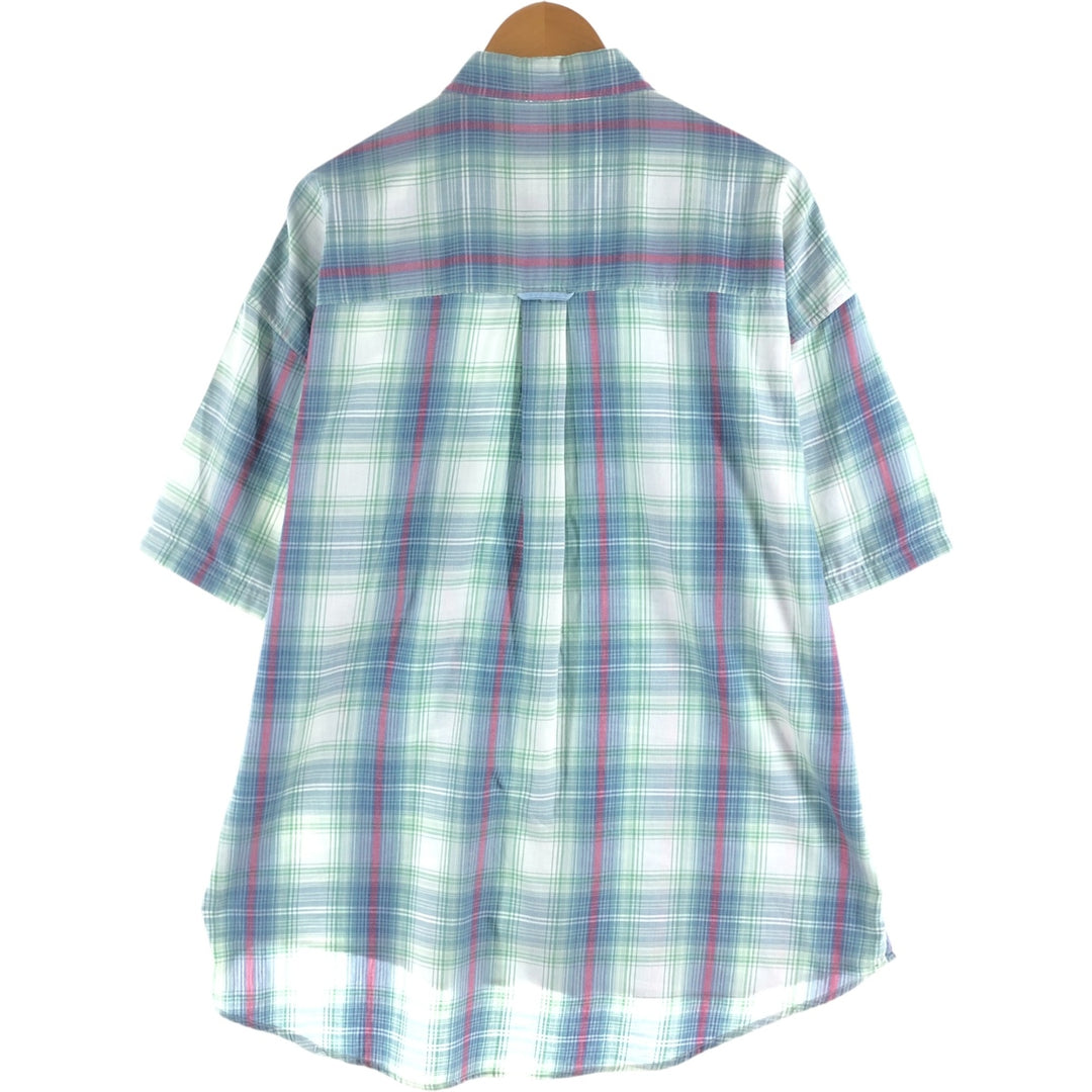 Ralph Lauren CHAPS short sleeve button down check shirt men's XL size unclear Emerald green Vintage Second Hand
